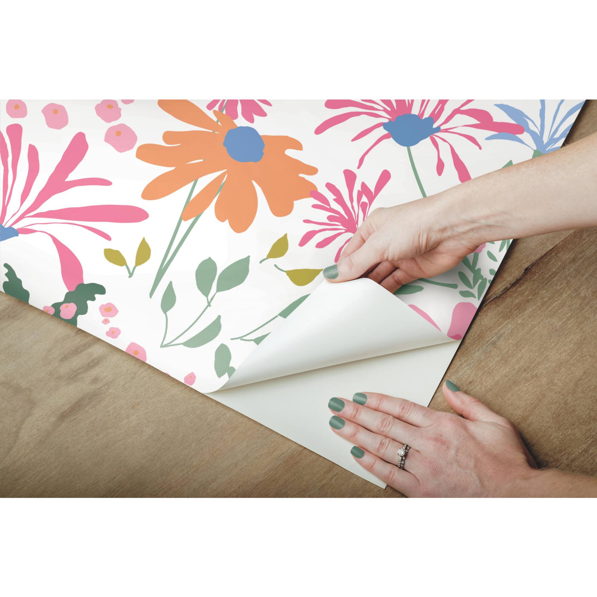 RoomMates Pink Bella Garden Peel & Stick Wallpaper